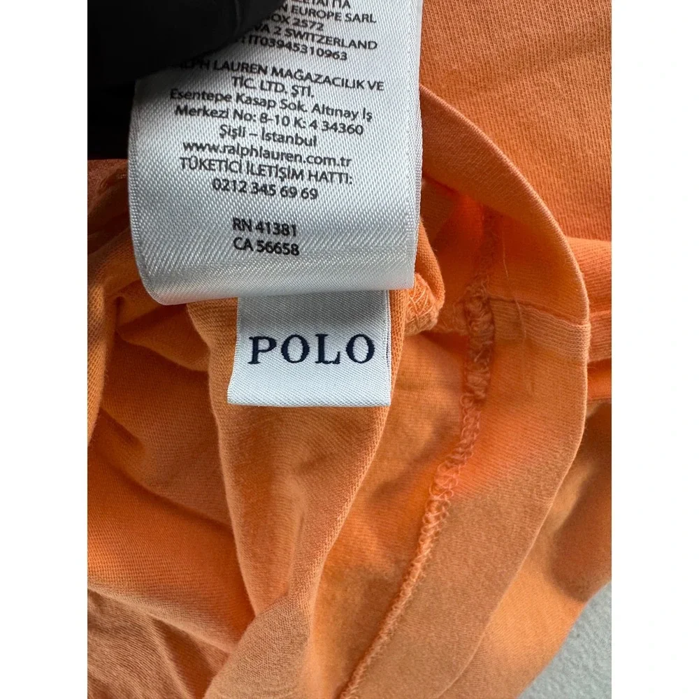 Polo Ralph Lauren Men Classic Fit V Neck T Shirt Orange Size Large *small holes*